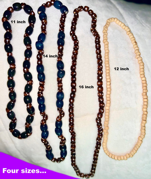 ~Beautiful Handmade Natural, Dark Cherry, Black and Aqua wooden beaded Prayer Necklaces and bracelets!~