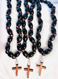 ~Handmade Prayer necklace (**necklace only) Black Olive large Loose bead with Dark Almond inset~