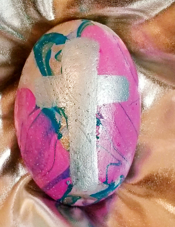 ~Swirl Dipped Prayer Rocks~ Flamingo Pearl!